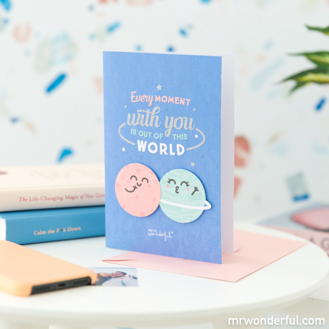 Greetings Card Every Moment With You Is Out Of This World Mr Wonderful