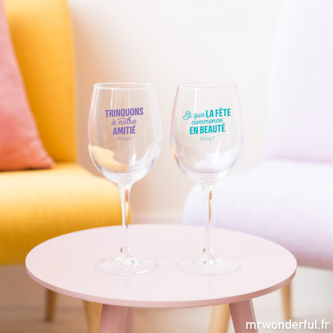 Jeu De 2 Verres A Vin Pour Trinquer A Notre Amitie Mr Wonderful