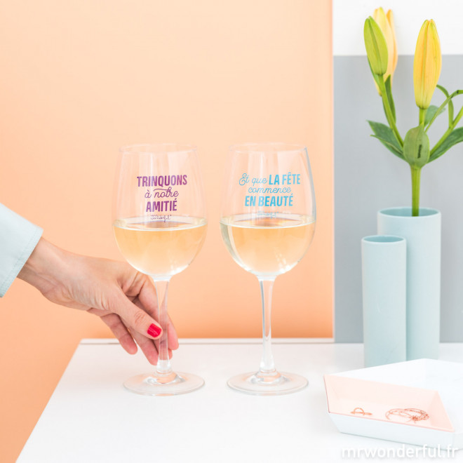 Jeu De 2 Verres A Vin Pour Trinquer A Notre Amitie Mr Wonderful